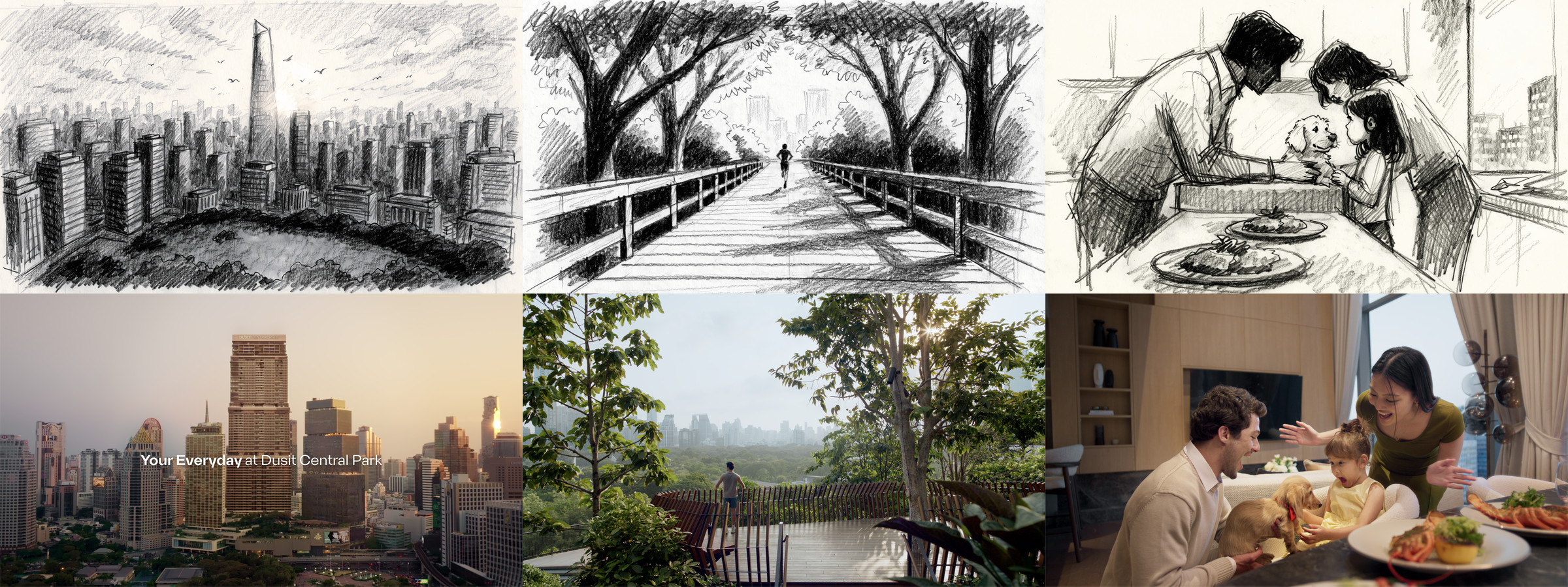 Storyboard frames compared with the final shots from the Dusit Central Park film by Heyfolk Film
